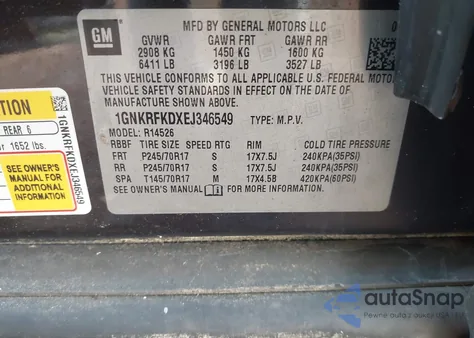 2014 Chevrolet Traverse Ls из США, поврежденный, VIN 1GNKRFKDXEJ346549